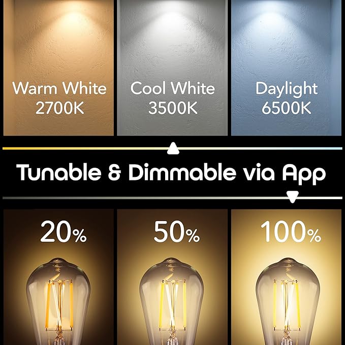 Geeni Smart Light Bulb - Alexa and Google Home Compatible, Tunable White LED Programmable and Dimmable WiFi Light Bulb, App Controlled (ST21-4 Pack) Geeni