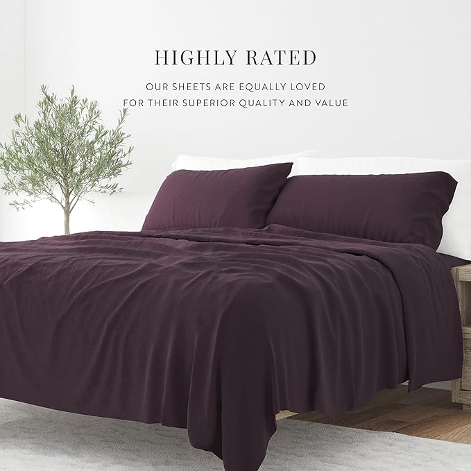 Linen Market Bed Sheets for Twin Size Bed (Purple) - Sleep Better Than Ever with These Soft and Cooling Twin Sheets - Deep Pocket Fits 16" Thick Beds - 3 Piece Twin Sheet Set - LeafyLoom