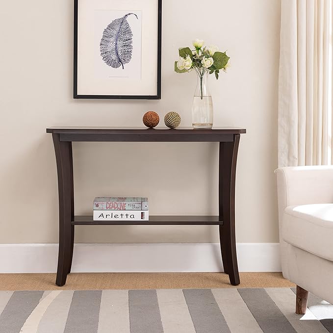 Leick Home 10332 Boa Console Hall Stand with Shelf, Chocolate Cherry, 38 in x 14 in x 30 - LeafyLoom