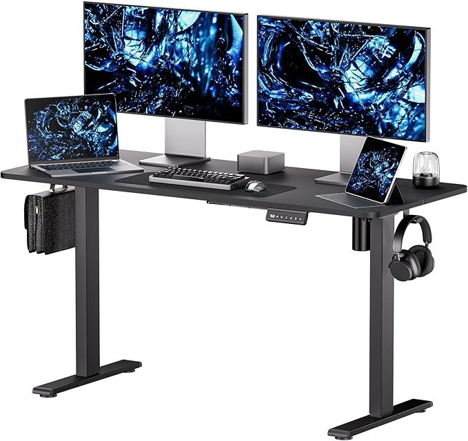 Electric Standing Desk - Adjustable Height with Memory Preset, 55 x 24 Inches Ergonomic Design Stand Up Home Office Standing Desk - LeafyLoom