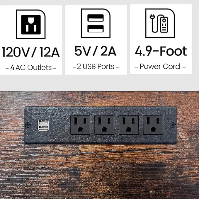 Modern LED TV Stand with Power Outlet for Living Room+75 Inch Wood TV Media Console for 55/65/75 inch TVs，Industrial TV Stand，TV Stand Media Entertainment Center，Rustic Brown LTV06BE - LeafyLoom