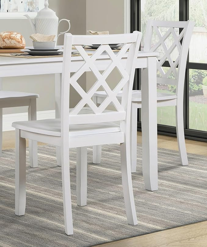 NicBex Small Kitchen Table Set for 4 Dining Table Set 5Pc Dining Set White Finish Dining Table and Four Side Chairs Set with Lattice-Back for Small Space, Apartment, White - LeafyLoom
