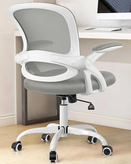 KERDOM Office Chair, Ergonomic Desk Chair, Mesh Computer Chair Height Adjustable, Comfy Swivel Task Chair with Wheels and Flip-up Arms - LeafyLoom