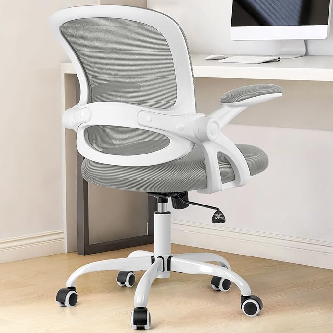 KERDOM Office Chair, Ergonomic Desk Chair, Mesh Computer Chair Height Adjustable, Comfy Swivel Task Chair with Wheels and Flip-up Arms - LeafyLoom