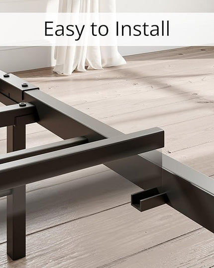 LIKIMIO King Size Bed Frame, Storage Headboard with Charging Station, Solid and Stable, Noise Free, No Box Spring Needed, Easy Assembly - LeafyLoom