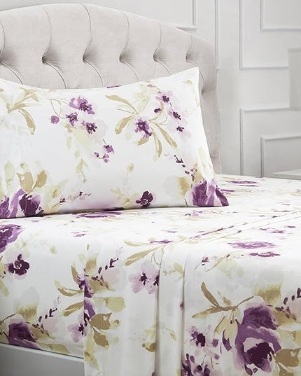 Mellanni Twin XL Sheets Set - 3 PC Iconic Collection Bedding Sheets & Pillowcases - Hotel Luxury, Extra Soft, Cooling Bed Sheets - Deep Pocket up to 16 inch (Twin Extra Long, Madison Purple) - LeafyLoom