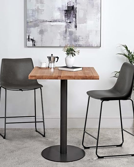 NicBex Retro Bar Stools Crazy-Horse Leather with Metal Legs Barstools, Lounge Kitchen Island Counter Stools, Set of 2, (Grey Color) (A-GE17019-USSU014) - LeafyLoom