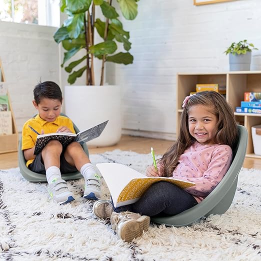 ECR4Kids Leaf Floor Seat, Rocker Chair, Grey, 6-Piece - LeafyLoom