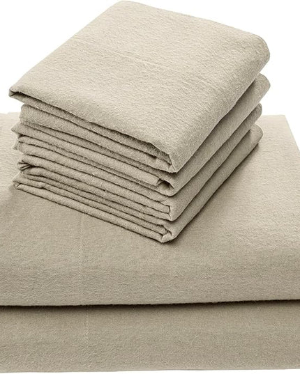 Comfort Spaces Cotton Flannel Breathable Warm Deep Pocket Sheets with Pillow Case Bedding, Cal King, Tan Solid 4 Piece - LeafyLoom
