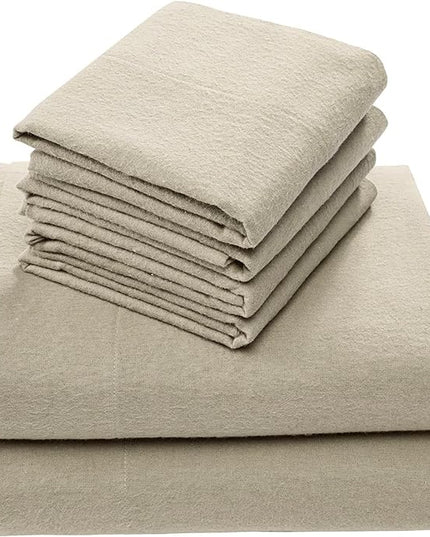 Comfort Spaces Cotton Flannel Breathable Warm Deep Pocket Sheets with Pillow Case Bedding, Queen, Tan Solid 4 Piece - LeafyLoom