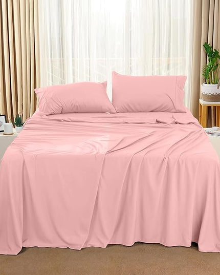 Utopia Bedding Full Bed Sheets Set - 4 Piece Bedding - Brushed Microfiber - Shrinkage and Fade Resistant - Easy Care (Full, Pink) - LeafyLoom