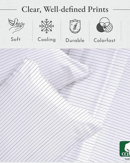 California Design Den Pinstripe California King Sheets Set, Softest 100% Cotton Sheets Set, Luxury 400 Thread Count Sateen, 4 Piece Deep Pocket Printed Striped Pattern (Pinstriped) - LeafyLoom