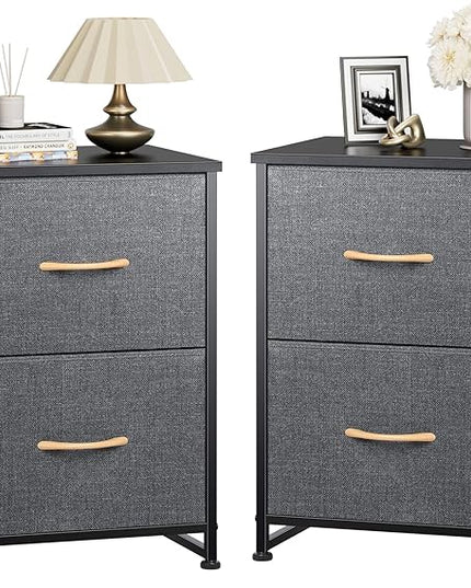 Nicehill Nightstand Set of 2, Nightstands for Bedroom with Drawers, Small Dresser with Drawers, Bedside Table Bedside Furniture, Night Stand End Table with Storage Drawers for Bedroom, Dark Grey - LeafyLoom