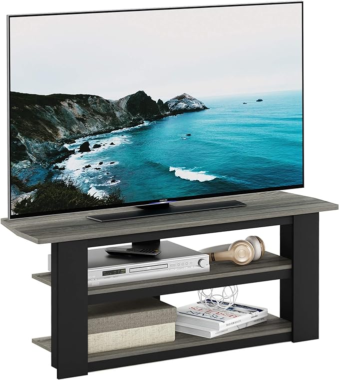 FURINNO Parsons 42-in TV Entertainment Center, French Oak Grey - LeafyLoom
