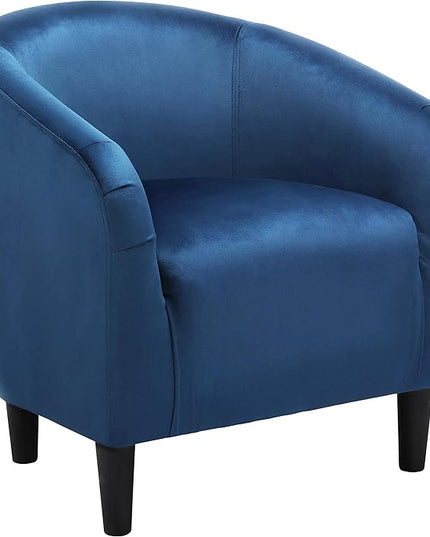 Yaheetech Club Chair, Velvet Accent Chair Upholstered Barrel Chair Sitting Chair with Armrest and Low Back for Living Room Bedroom, Pagoda Blue - LeafyLoom