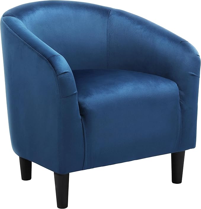 Yaheetech Club Chair, Velvet Accent Chair Upholstered Barrel Chair Sitting Chair with Armrest and Low Back for Living Room Bedroom, Pagoda Blue - LeafyLoom