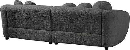 Seater Sofa&Couch Modern Cloud Curved Sofa Comfy Boucle Couch, Luxury 3 Teddy Fabric Upholstered Leisure Deap Seat Sectional Sofá with 5 Decorative Throw Pillows for Living Room, 87.7", Grey-338 - LeafyLoom