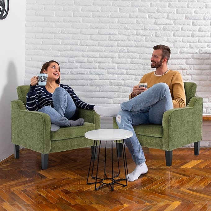 VINGLI Accent Chair for Living Room Chairs Olive Green Reading Chair for Bedroom Scooped Arm Chair Mid Century Modern Accent Chairs Upholstered Comfy Chair for Apartment, Waiting Room - LeafyLoom