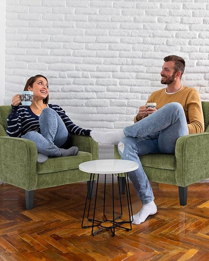 VINGLI Accent Chairs Set of 2 Living Room Chairs Olive Green Reading Chair for Bedroom Scooped Arm Chair Mid Century Modern Accent Chairs Upholstered Comfy Chair for Apartment, Waiting Room - LeafyLoom