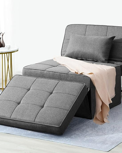 Sofa Bed,4 in 1 Multi Function Folding Ottoman Sleeper Bed,Modern Convertible Chair Adjustable Backrest Couch for Living Room Small Room Apartment,Light Grey - LeafyLoom