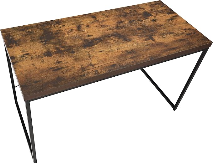Acme Bob Rectangular Wooden Top Home Office Desk in Weathered Oak - LeafyLoom