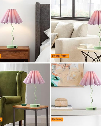 Table Lamps for Bedroom Modern Single Table Lamp for Night Stands Beside Lamps Living Room End Table Lamp (Green) - LeafyLoom