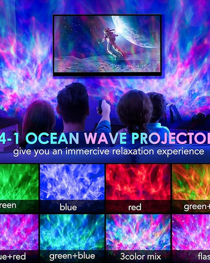 One Fire Gifts Box Galaxy Projector Light with 10 White Noise & Bluetooth Music, Remote Timer Galaxy Lights for Bedroom, Room Decor OneFire
