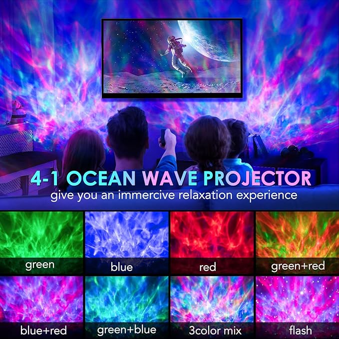 One Fire Gifts Box Galaxy Projector Light with 10 White Noise & Bluetooth Music, Remote Timer Galaxy Lights for Bedroom, Room Decor OneFire