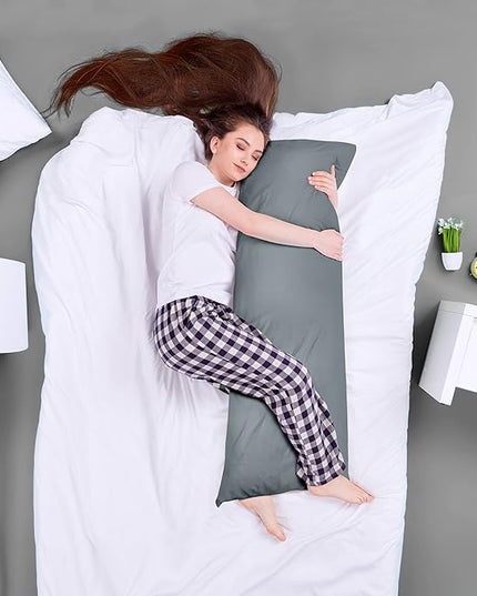 Utopia Bedding Full Body Pillow for Adults (Grey, 20 x 54 Inch), Long Pillow for Sleeping, Large Pillow Insert for Side Sleepers - LeafyLoom