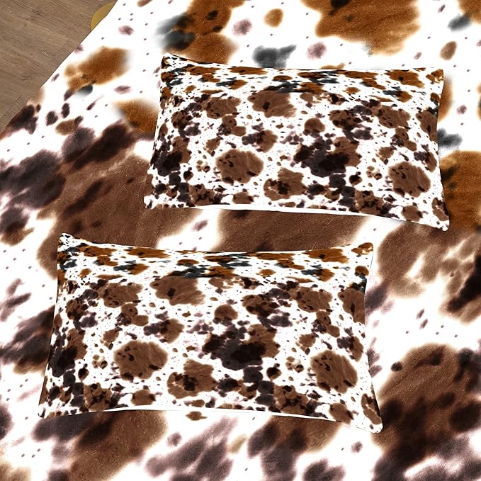 Tailor Shop Cow Print Bedding Sets,Kids Twin Bedding Set,Cow Print Comforter Set for Boys Teens Girls,Black White Queen Soft Microfiber Cowhide Bedding Set with 1 Comforter and 1 Pillowcases… - LeafyLoom