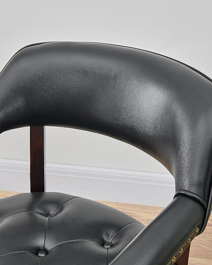 Large Dining Chairs with Casters and Arms, Rolling Dining Chairs with Wheels, Accent Game Chairs Boss Caption's Chairs, 26" D x 25.2" W x 31.5" H, Cherry Legs & Black SY-1533-BK - LeafyLoom