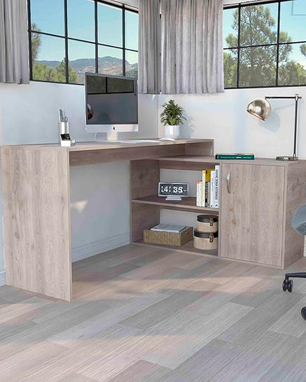 NicBex Kimberly-DW-00003-LWJ Home Office Desks, 59.6"x45.9"x30.1", Light Gray - LeafyLoom