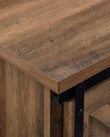 Walker Edison Corbin Modern Farmhouse TV Stand, Sliding X Barn Door, For TVs Up To 80 Inches, 70 Inch, Reclaimed Barnwood, Rustic Oak - LeafyLoom