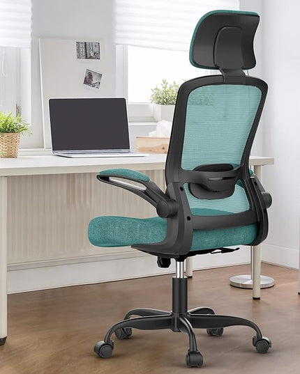Office Chair, Ergonomic Desk Chair with Adjustable Lumbar Support, High Back Mesh Computer Chair with Flip-up Armrests-BIFMA Passed Task Chairs, Executive Chair for Home Office - LeafyLoom