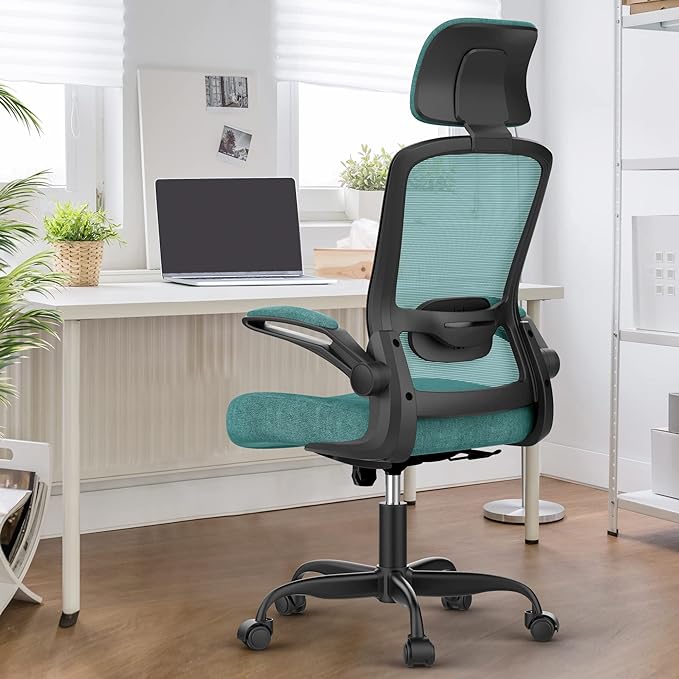 Office Chair, Ergonomic Desk Chair with Adjustable Lumbar Support, High Back Mesh Computer Chair with Flip-up Armrests-BIFMA Passed Task Chairs, Executive Chair for Home Office - LeafyLoom