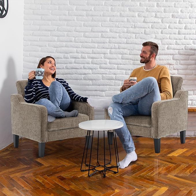 VINGLI Accent Chair for Living Room Chairs Light Brown Reading Chair for Bedroom Scooped Arm Chair Mid Century Modern Accent Chairs Upholstered Comfy Chair for Apartment, Waiting Room - LeafyLoom