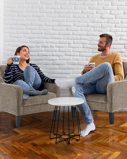 VINGLI Accent Chairs Set of 2 Living Room Chairs Light Brown Reading Chair for Bedroom Scooped Arm Chair Mid Century Modern Accent Chairs Upholstered Comfy Chair for Apartment, Waiting Room - LeafyLoom