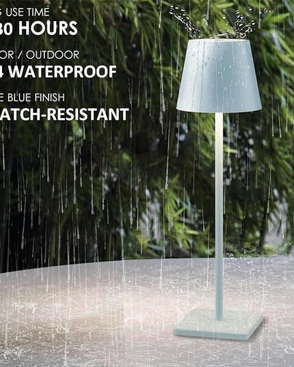 2 Packs Rechargeable LED Table Lamp,Outdoor Cordless Table Lamp Waterproof Portable, Stepless Dimmable Modern Lamp for Restaurant/Bedroom/Outdoor (Blue) - LeafyLoom