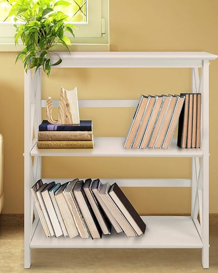 Casual Home 3-Shelf Montego Bookcase, White - LeafyLoom