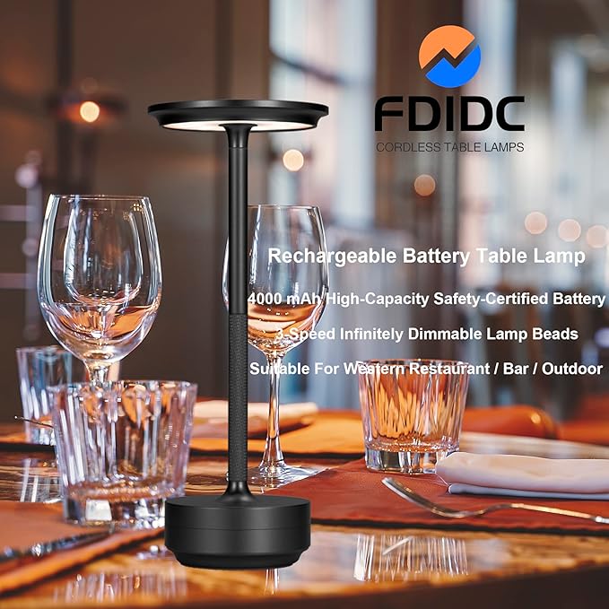 Cordless Table Lamps, LED Battery Powered Rechargeable Portable Touch Battery Operated lamp, Table Light Modern USB Lantern Bedside Lamp, Dining/Bedroom/Bar/Reading Lamp - LeafyLoom