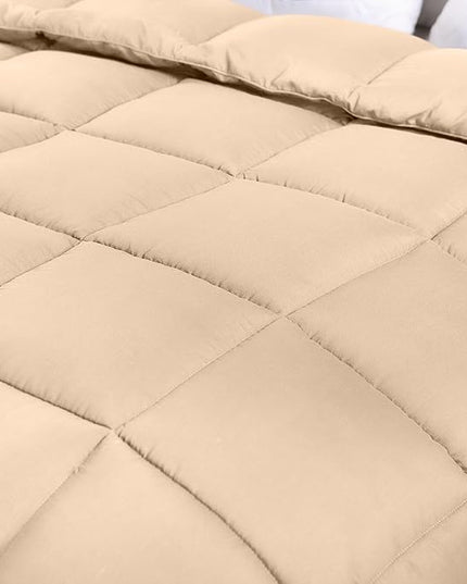 Utopia Bedding All Season 250 GSM Comforter - Plush Siliconized Fiberfill Comforter Twin - Box Stitched (Twin/Twin XL, Beige) - LeafyLoom