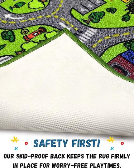 ToyVelt Kids Carpet Playmat Car Rug – Educational Road Traffic Carpet Multi Color Play Mat - Best Kids Rugs for Playroom & Kid Bedroom – for Ages 3-12 Years Old (43" L x 26" W) - LeafyLoom