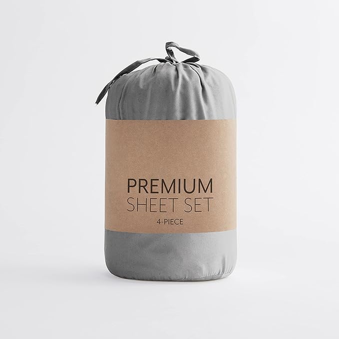 Linen Market Bed Sheets for Twin Size Bed (Gray) - Sleep Better Than Ever with These Soft and Cooling Twin Sheets - Deep Pocket Fits 16" Thick Beds - 3 Piece Twin Sheet Set - LeafyLoom