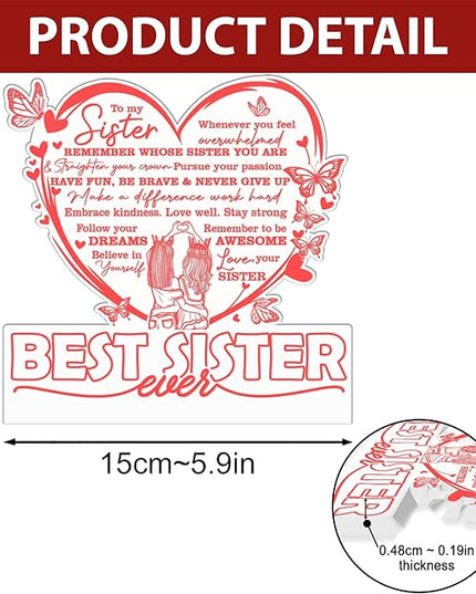 Sister Gifts from Sisters, to My Sister 3D Illusion Lamp, Best Sister Ever Acrylic Night Light, Sister Birthday Gifts from Brothers, Gift for Sister on Wedding Anniversary Christmas Valentine - LeafyLoom