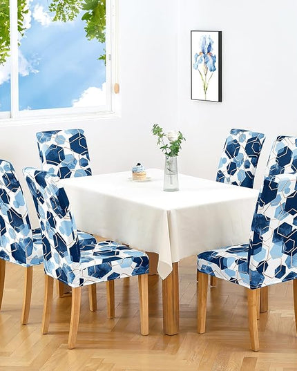 Gibelle Dining Room Chair Covers Set of 6, Soft Stretch Kitchen Chair Covers Slipcover Protector, Removable Washable Geometric Parson Chair Covers 6 Pack, Navy Blue Gibelle
