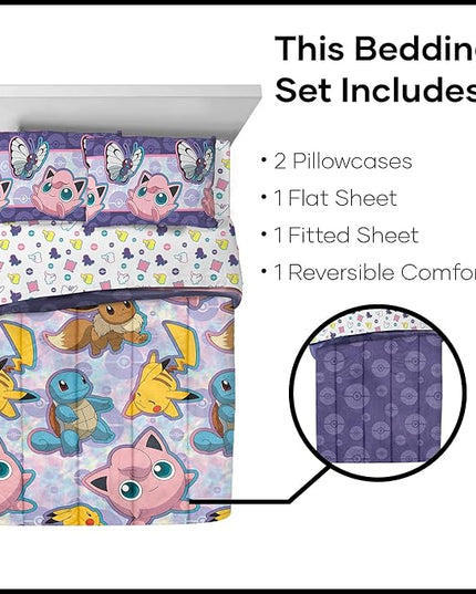 Northwest Pokemon Bed in a Bag Set, Full, Friendly Battle - LeafyLoom