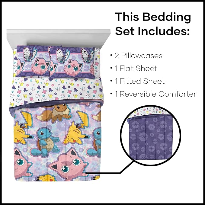 Northwest Pokemon Bed in a Bag Set, Full, Friendly Battle - LeafyLoom
