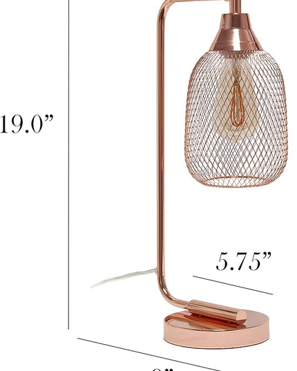 Elegant Designs LD1060-RGD Mesh Wire Table Lamp, Rose Gold - LeafyLoom