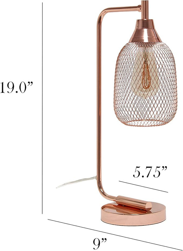 Elegant Designs LD1060-RGD Mesh Wire Table Lamp, Rose Gold - LeafyLoom
