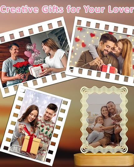 Attivolife Light up Wavy Photo Frame, 4x6 Inches Picture Frame Cute Night Light for Bedroom Aesthetic, Unique Birthday Christmas Gifts for Girl Lover Friends - LeafyLoom